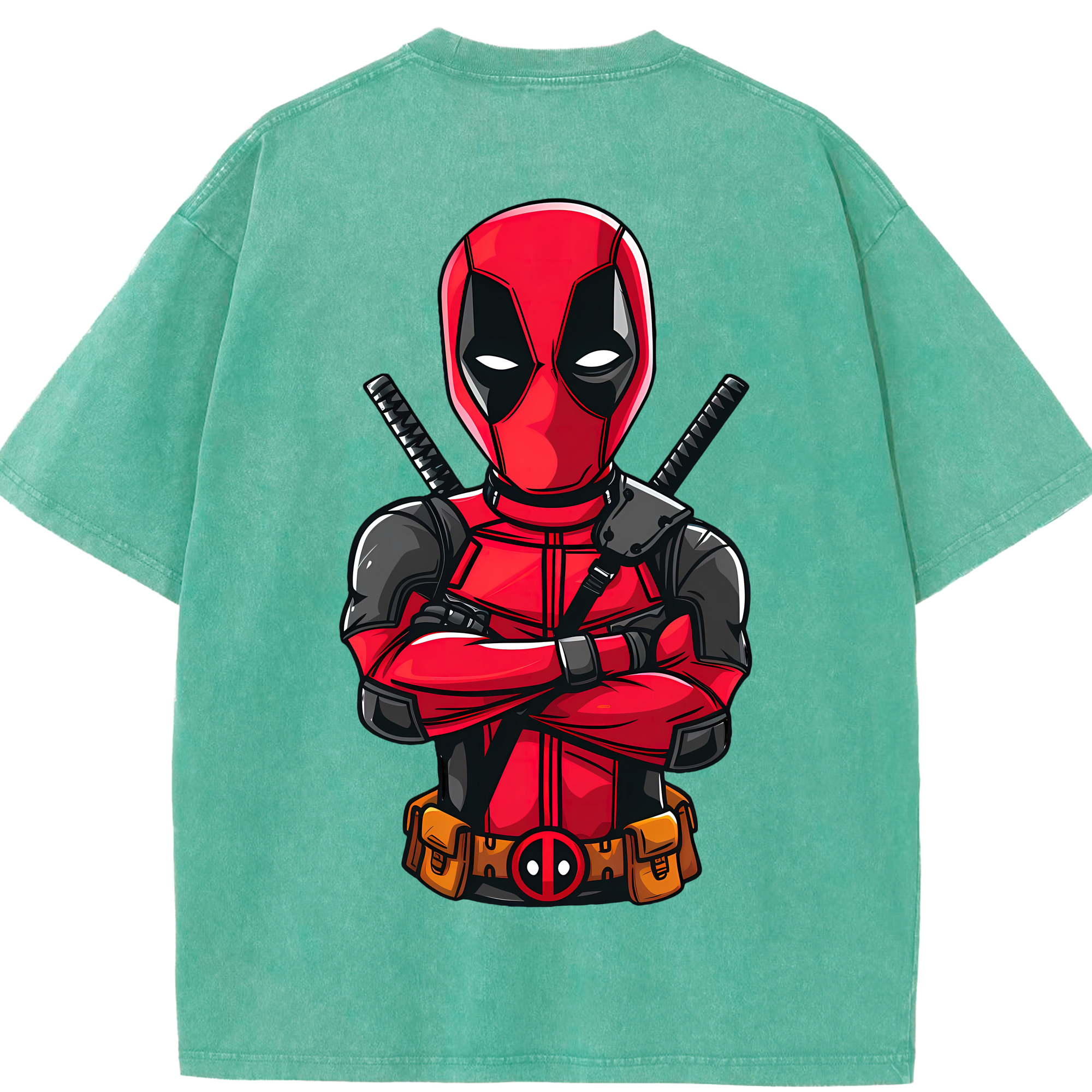 （画像用） Deadpool デッドプール 綿100% ヴィンテージ風 半袖Tシャツ（背面プリント）